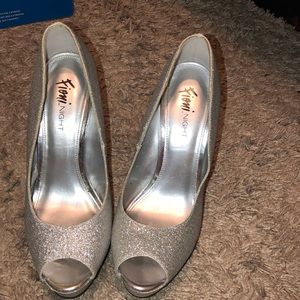 Silver sparkly heels